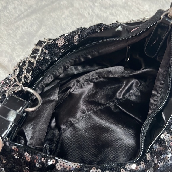 SMALL Black SEQUIN SHOULDER/Hand Bag - Picture 4 of 4